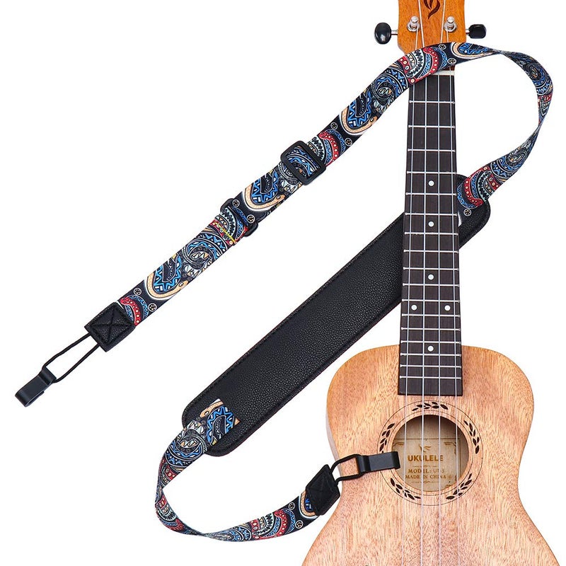 IHOBOR Ukulele Strap No Drill, IHOBOR Adjustable Double J Hook Ukelele Shoulder Strap, Hawaiian Premium Woven Clip on Ukulele Straps, Easy to Use and Fit Most Standard Uke Sizes - Image 1